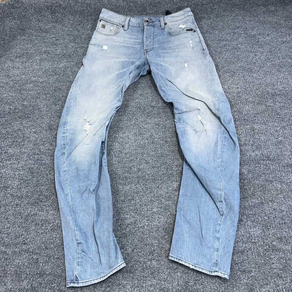 G-Star Raw Jeans Mens 29x32 Light Blue Denim Arc 3D Slim Distressed (FIT 30x30)‎